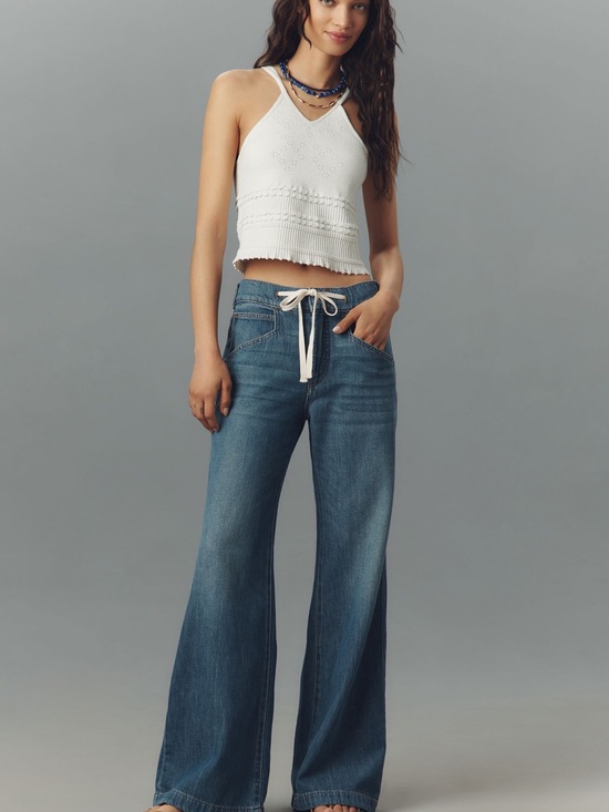 Pilcro Denim - Pilcro Wide-Leg High-Rise Jeans in Medium Blue
